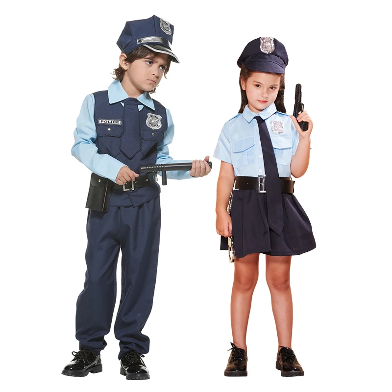 Snailify Kids Police Officer Costume Child Policeman Outfit Girls Officer Cop Costume Halloween Costume Traffic Cop Boys