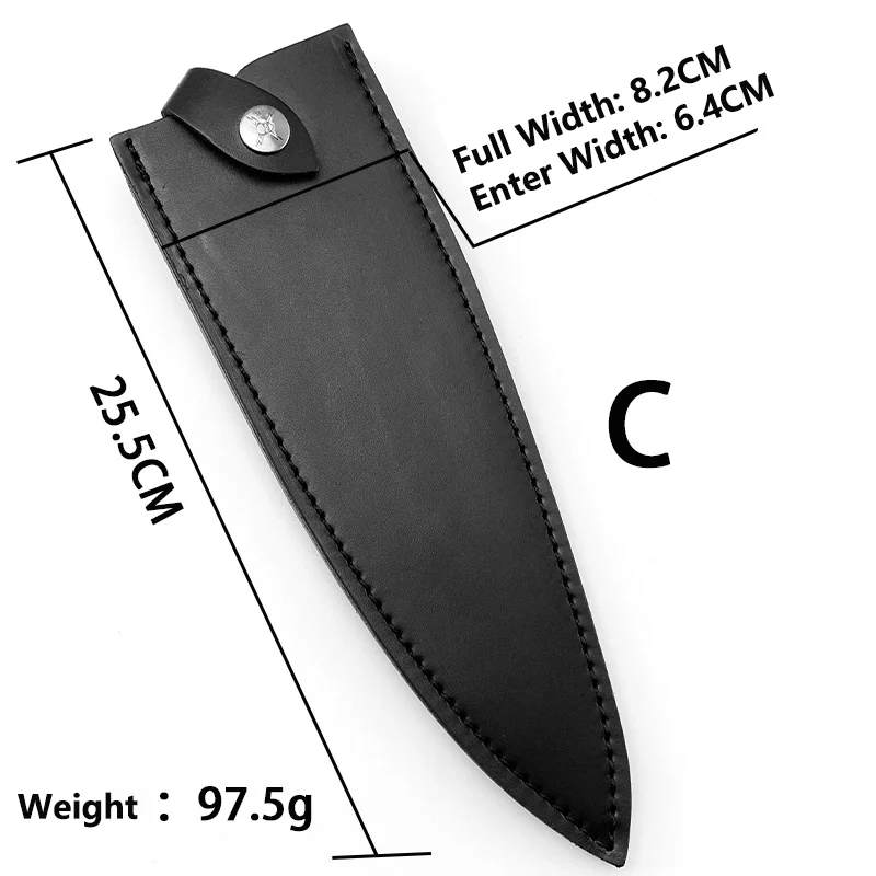 4 Sizes Black First Layer Leather Straight Knife Sheath Cook Chef Knives Cowhide Cover Kitchen Scabbard with Buckle Genuine Real - Image 4