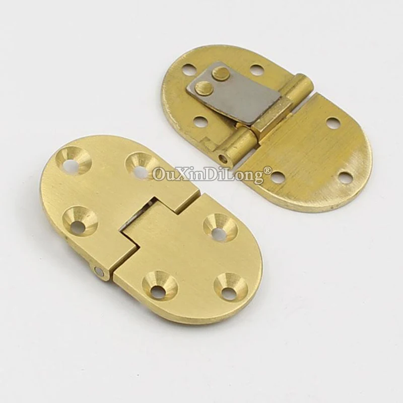 Brand New 2PCS Brass Butler Tray Hinges Round Edge Table Flap Hinges 90 Degree with Spring Card Folding Hinges + Screws