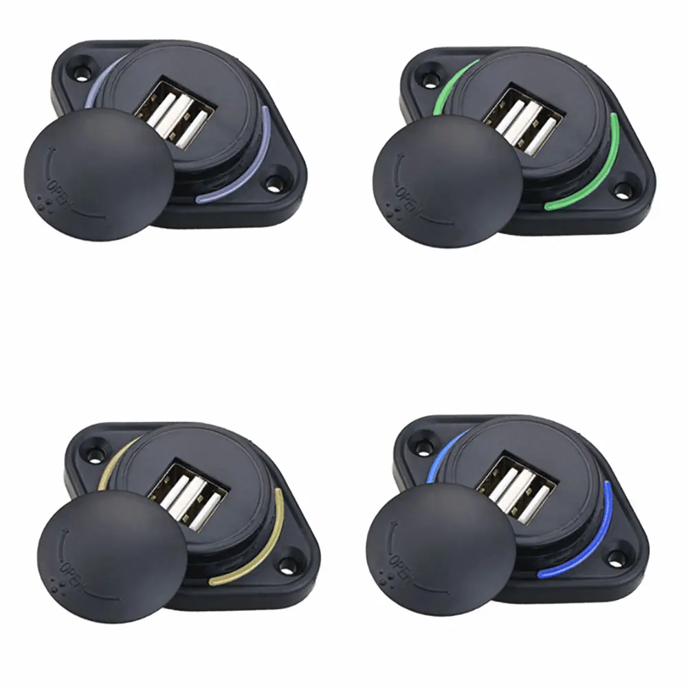 3 1A 12 24V Slide Lid Car Bus Boat Dual USB Port Charger Power Socket Outlet for iPhone 11 Pro Max