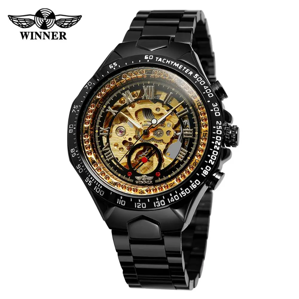 WINNER Fashion trend men's watch hollow dial creative design watches automatic mechanical wrist watches