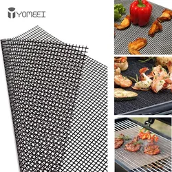 YOMEEI 1Pcs Barbecue Grilling Mats Grid Shape BBQ Mat Reusable Heat Resistance Grill Mesh For Outdoor Camping BBQ