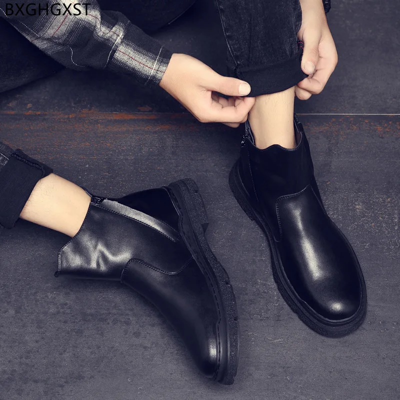 Botas masculinas de couro genuíno botas de tornozelo para homens masculinos grossos botas masculinas sapatos casuais sapatos de inverno buty robocze meskie