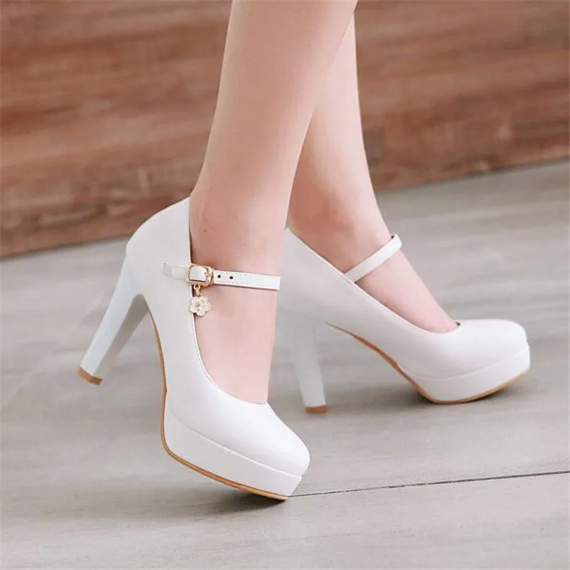 Girls Cross Strap Women Spike High Heels Mary Jane Shoes Party Wedding Cosplay White Pink Ruffles Bow Princess Lolita Pumps32-43