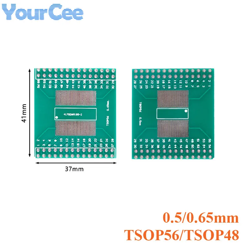 10pcs/2pcs TSOP56 TSOP48 Adapter Board Converter Plate Pinboard Patch SMD to DIP 0.5mm 0.65mm Spacing Pitch Test Transfer PCB