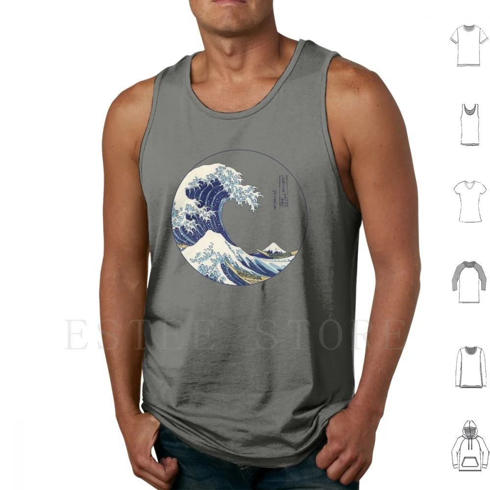 

The Great Wave Off Kanagawa Tank Tops Vest Cotton Japanese Kanagawa Hokusai