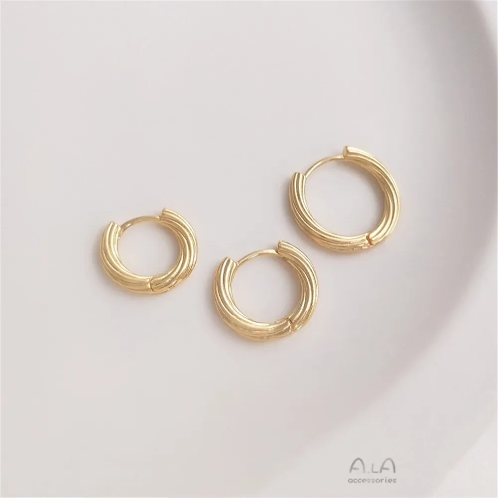 14K Gold Plated Circular twist earrings handmade DIY fashion simple luxury earpiece material accessories