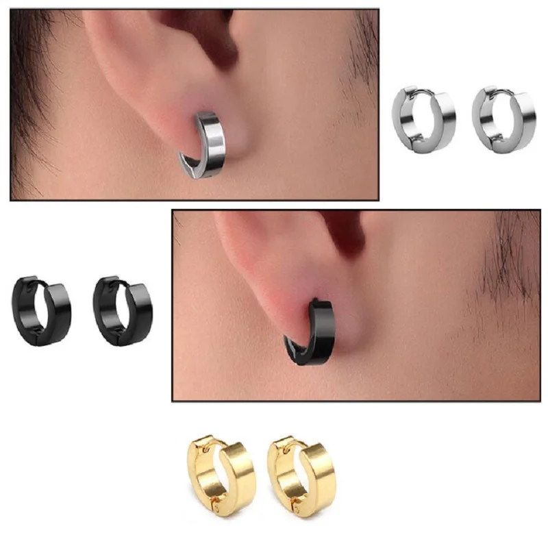 1 Pair Men Women Punk Stainless Steel Ear Circle Earring Simple Ear Buckle Gothic Fashion Jewelry Hot Selling Pop Jewelry