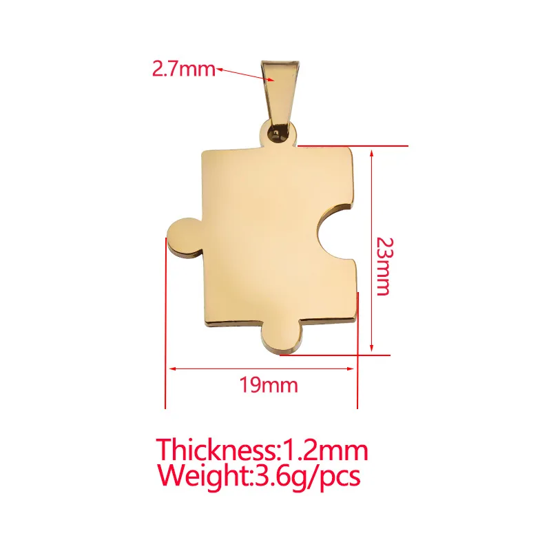 100% Stainless Steel Puzzle Jigsaw Charm Blank For Engrave Rose Gold/Gold/Silver Color Metal Puzzle Tag Mirror Polished 10pcs