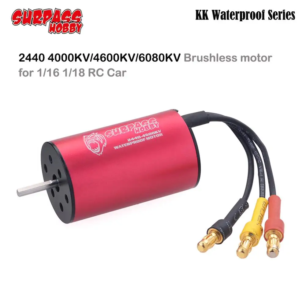 

SURPASS HOBBY KK Waterproof 2440 4600KV 4000KV Sensorless Brushless Motor for 1/16 1/18 RC TRAXXAS RTR Car Truck Model