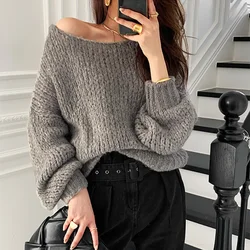 Croysier Winter Clothes Women Cozy Casual Chunky Knitted Pullover Jumper Round Neck Drop Shoulder Long Sleeve Oversized Sweater