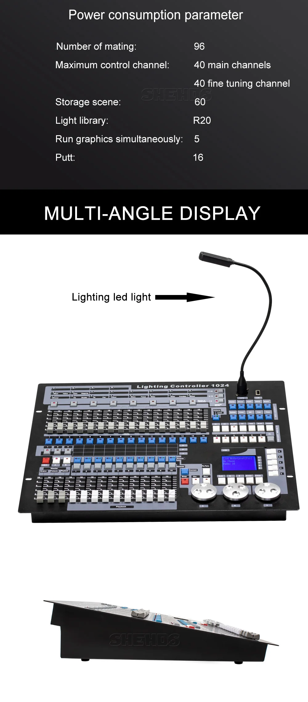 SHEHDS 1024 Controller/192 Konsole für Par Lighting Moving Head Licht International Standard DJ Disco Hochzeiten Konzerte – Detail 15
