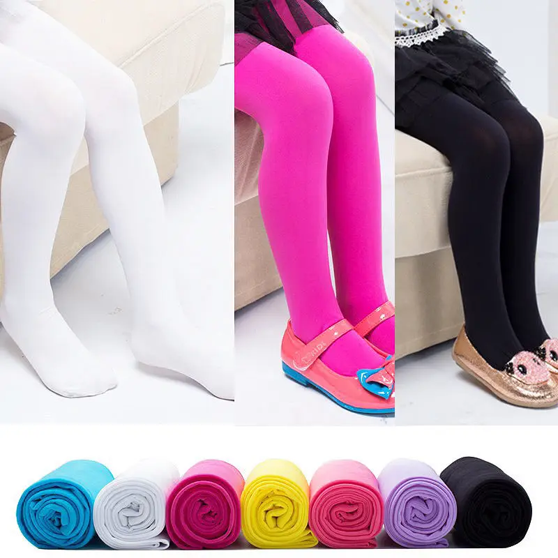 Medias para niñas y niños, pantimedias opacas, medias de baile de Ballet, medias de colores caramelo para niñas