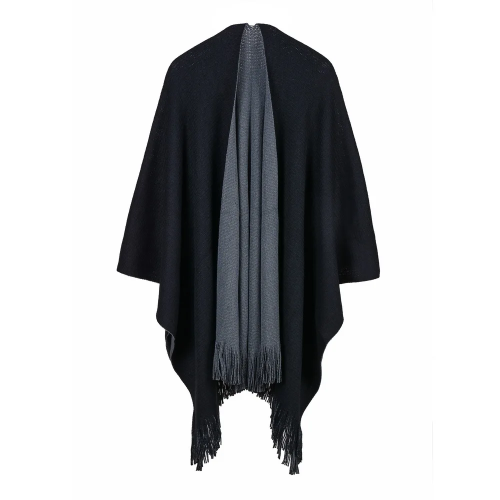 New Design 100% ACRYLIC Autumn Winter Warm Fashion Cloak Ponchos Tassel Shawl 110*160CM Femme Thick Tippet Wraps Foulard Bufanda