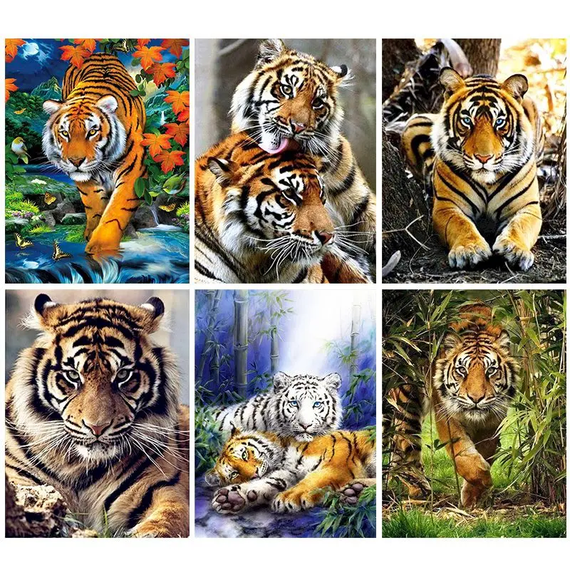 GATYZTORY Paint By Numbers For Adults Tiger Oil Painting Frame Coloring By Number Animal Pictures Modern Home Decors Unique Gift