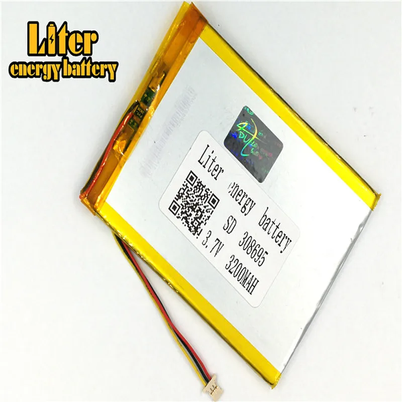 1.0MM 3pin connector 308695 3.7V 3200mah Tablet PC Battery  lipo batteries rechargeable lithium ion polymer