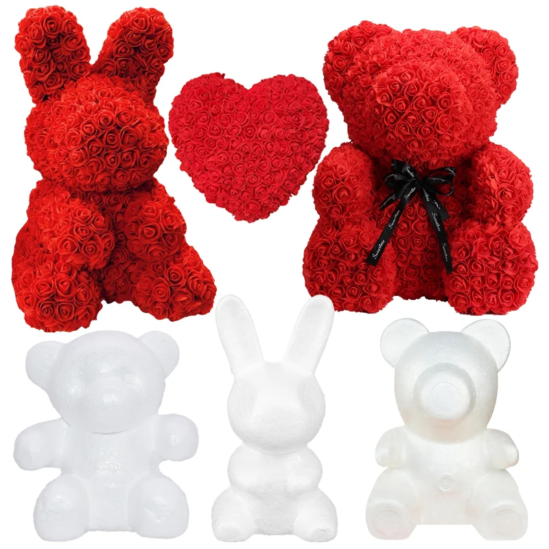 Led Rose Teddy Bear Valentine's Day Gift DIY Birthday Gift Polystyrene Styrofoam Bear Bunny Heart Mould for Easter