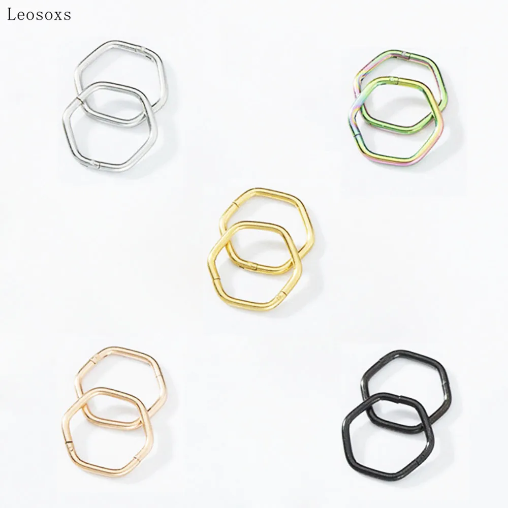 

Leosoxs 2pcs Fashionable New Color-fast Polygonal Nose Ring Earrings Universal Piercing Jewelry