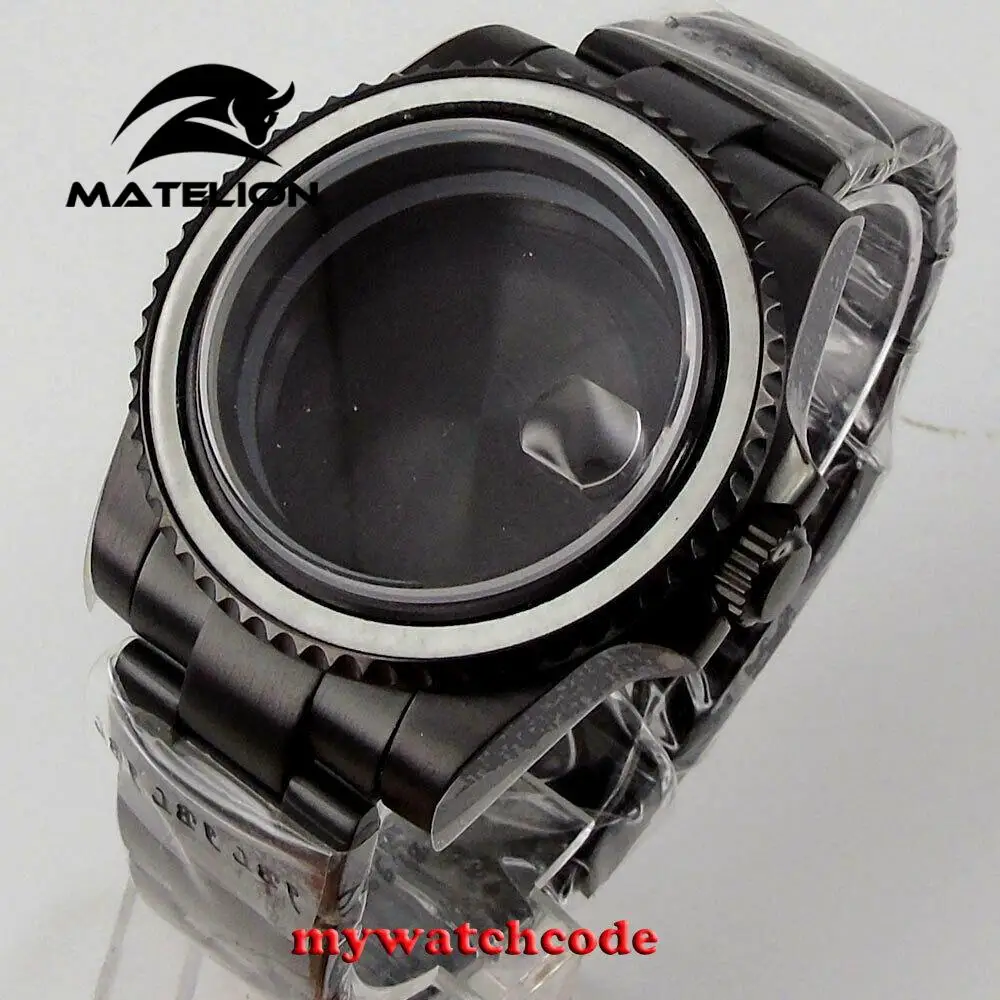 

40mm sapphire glass black PVD Watch Case fit NH35 NH36 miyota 8215 2813 eta 2824 Movement