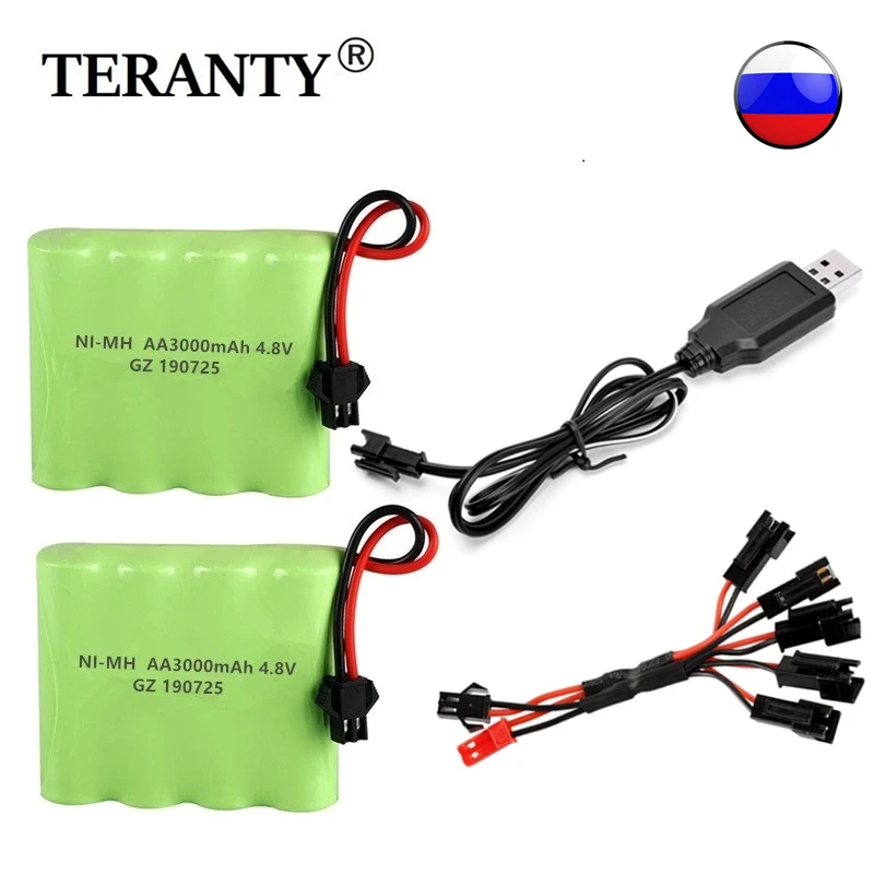 4.8v 3000mAh Rechargeable Battery For Rc Cars Tanks Robots Boat Ship Toys Gun NiMH AA 4.8 v Battery Pack With Charger