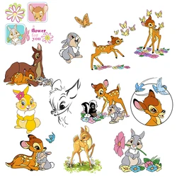 New Cartoon Bambi Iron-on Transfers for Clothing Animal Deer Iron on Patches for Women/Kids DIY T-shirts Heat Transfer Patches