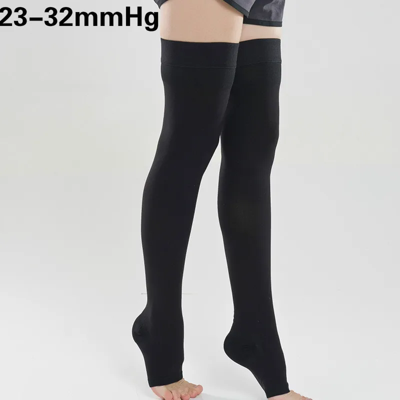 

Women Medical Compression Stockings with Silicone Band Compression Recovery Thigh Sleeve Medical Support Hose 23-32 mmHg