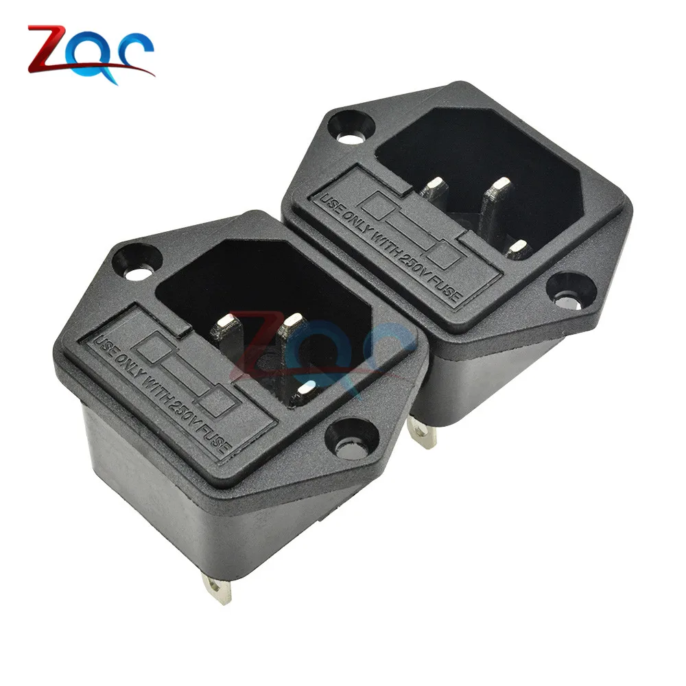 AC-03 3 PIN IEC320 C14 Male Power Cord Inlet AC Power Socket Receptacle Connector With Fuse Holder interface 250V 10A