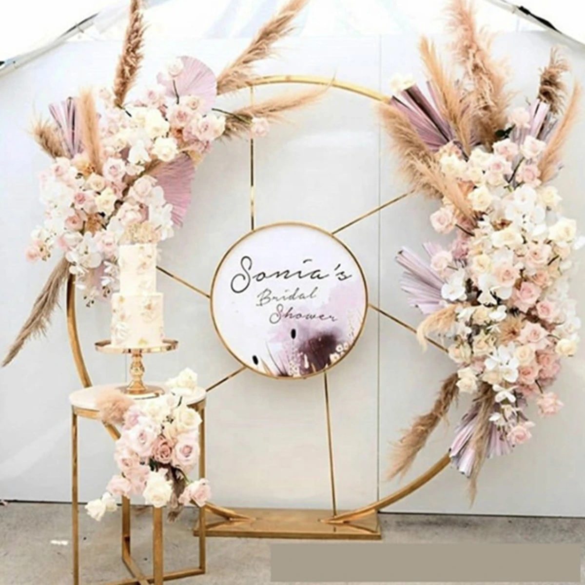 

New Gold iron Decorations Wedding Background metal Flower stand Weddings Event stage For Wedding Party Supplies AB1231