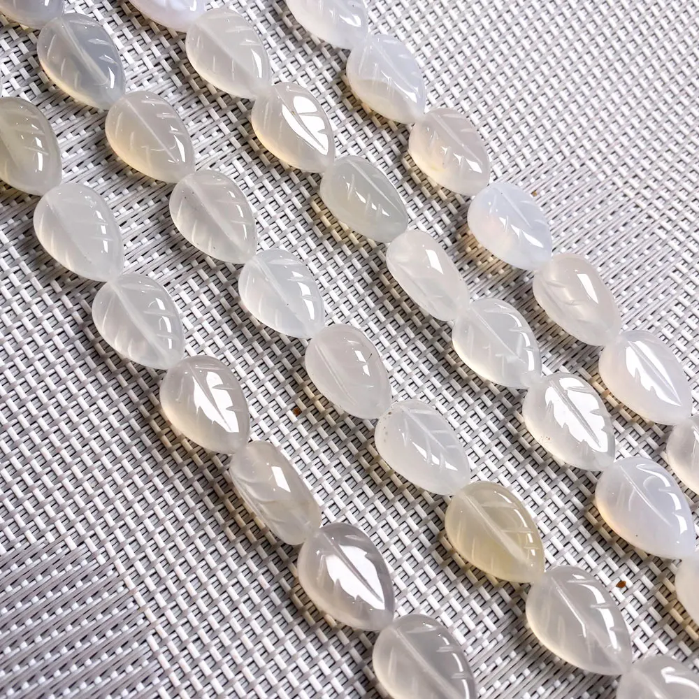 Natural Stone Beaded Semi-finished Leaf shape Crystal Loose Spacer Beads For jewelry making DIY necklace bracelet accessories