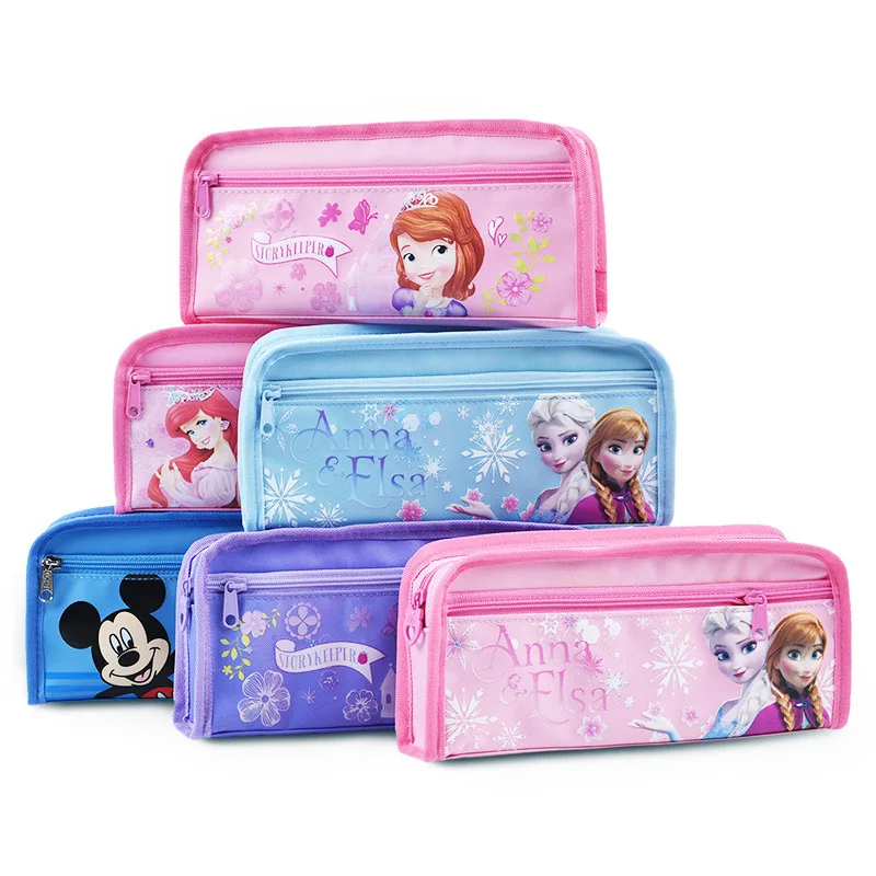 Disney Frozen Mickey Pencil Case for Boys and Girls Pencil Case Cartoon Simple Canvas Stationery Bag School Supplies Gift