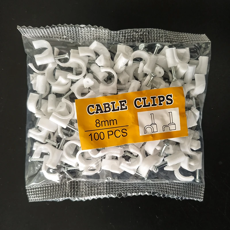 Runde Kabelclips 4mm 6mm 8mm 10mm Kabelmanagement RG6 CAT6 RJ45 Elektrische Ethernet Dish TV Lautsprecher Kabelbinder – Detail 8
