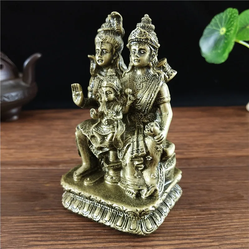 Bronze Color Shiva Statue Hindu Ganesha Vishnu Buddha Statue Figurine Home Office Decoration India Religion Feng Shui Crafts