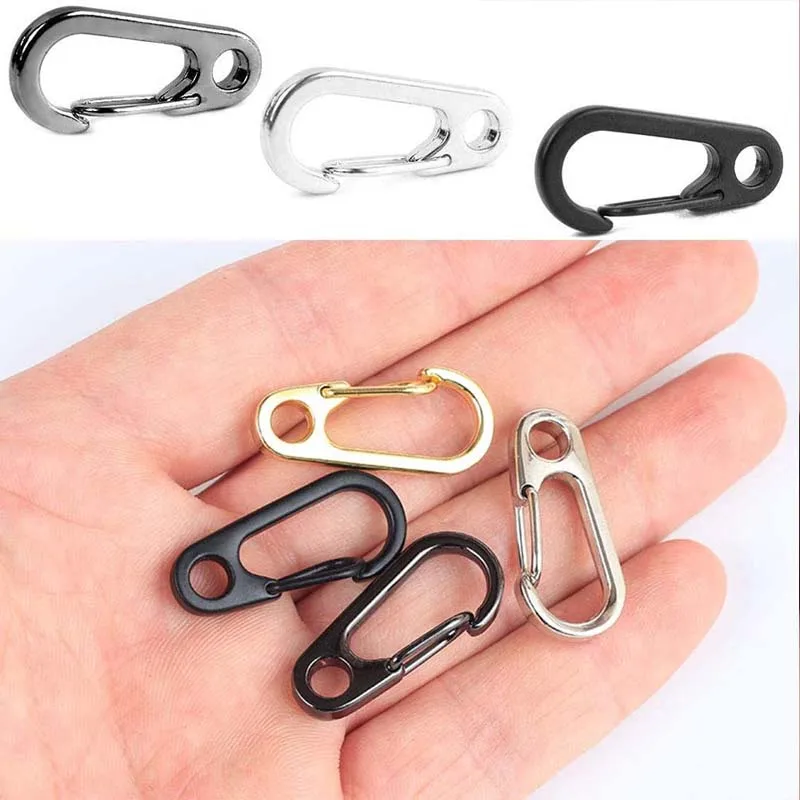 5 Pçs/lote Mini Clips Mosquetão Liga Minúsculo Primavera Gancho Fechos Keychain EDC Pequeno Pendurado Fivela para Mochila Camping Garrafa