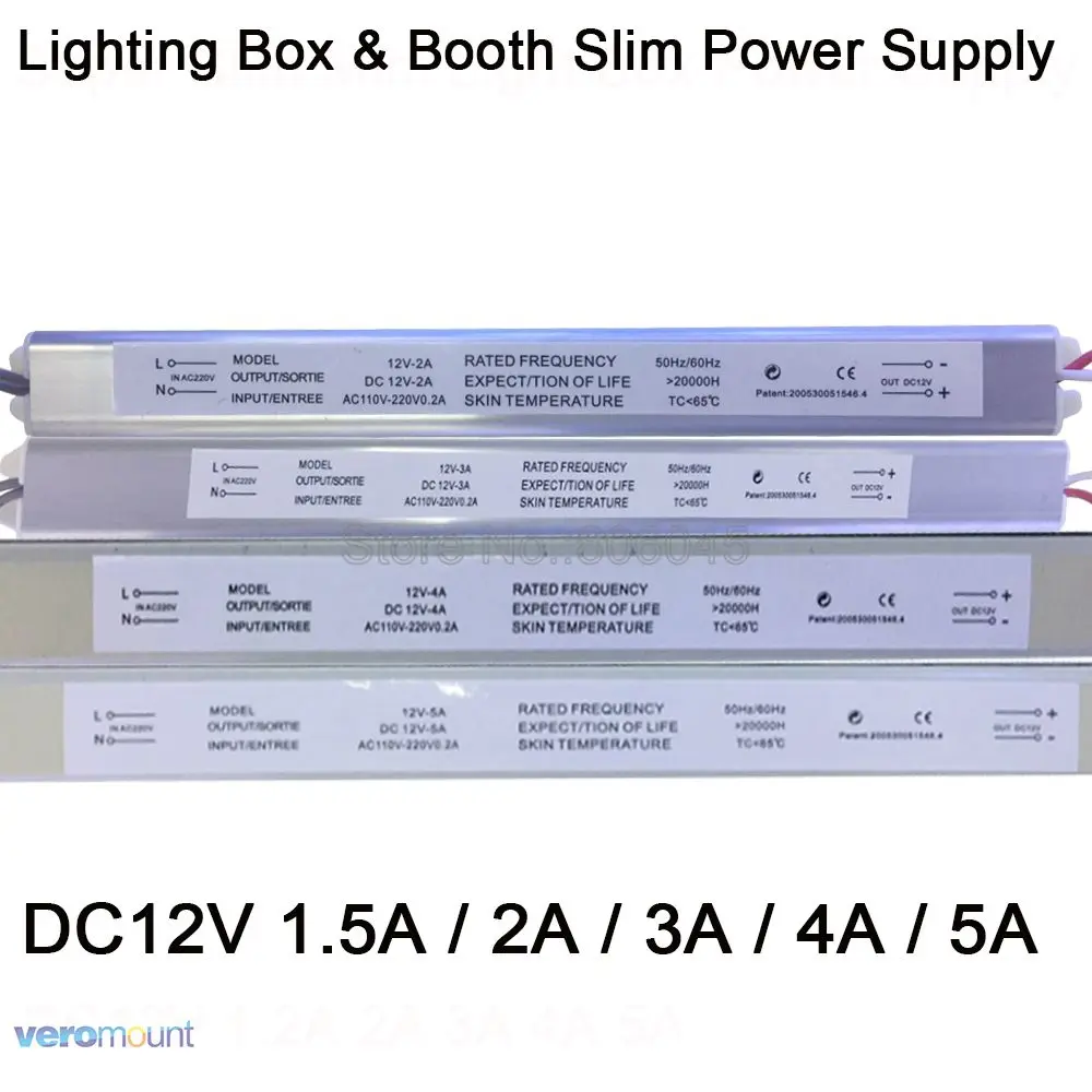 

Ultrathin LED Power Supply 18W 24W 36W 48W 60W Lighting Transformer AC110V 220V to DC12V 1.5A 2A 3A 4A 5A Converter for Booth