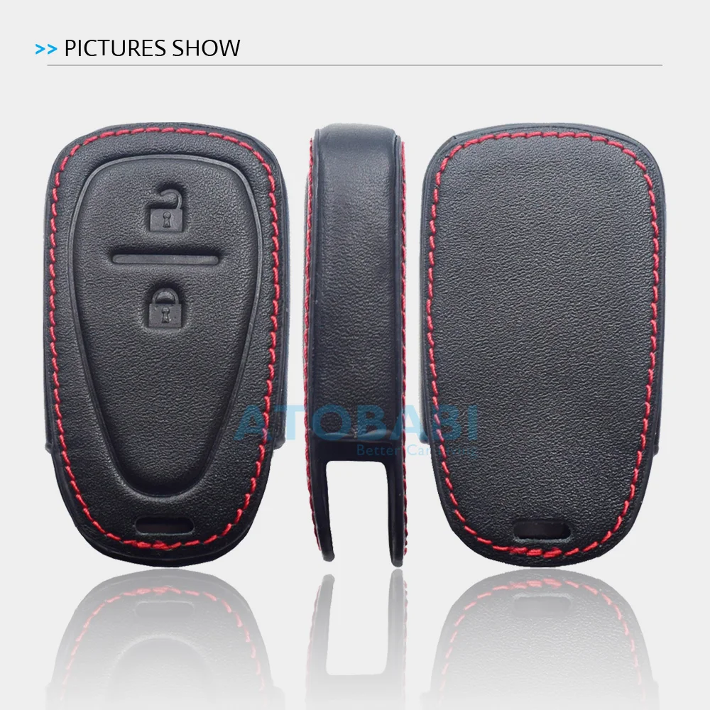 Leder-Autoschlüsselhülle für Chevrolet Equinox Spark Trax Traverse Blazer Trailblazer Smart Auto Fernbedienung Schlüsselanhänger Schutzhülle. – Detail 3