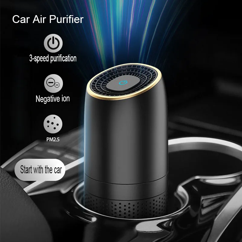 

Gift Car Air Purifier USB Free Shipping Cost Lonizer Cleaner One Key Touch Control Cup Shape Air Fresh Purify PM 2.5
