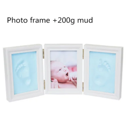 Baby Hand&Foot Print Hands Feet Mold Maker Baby Photo Frame With Cover Fingerprint Mud Set Baby Growth Memorial Gift