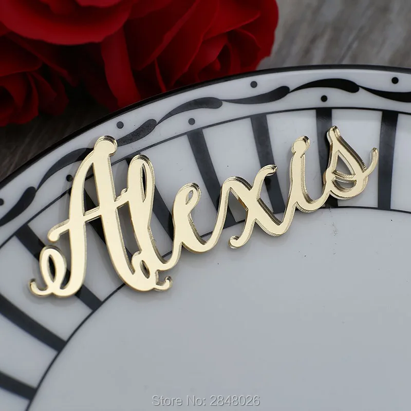 

Custom Wedding Guest Name Sign Tag,personalize acrylic mirror gold name place card,Wedding Sign, Wedding Dinner Party decor