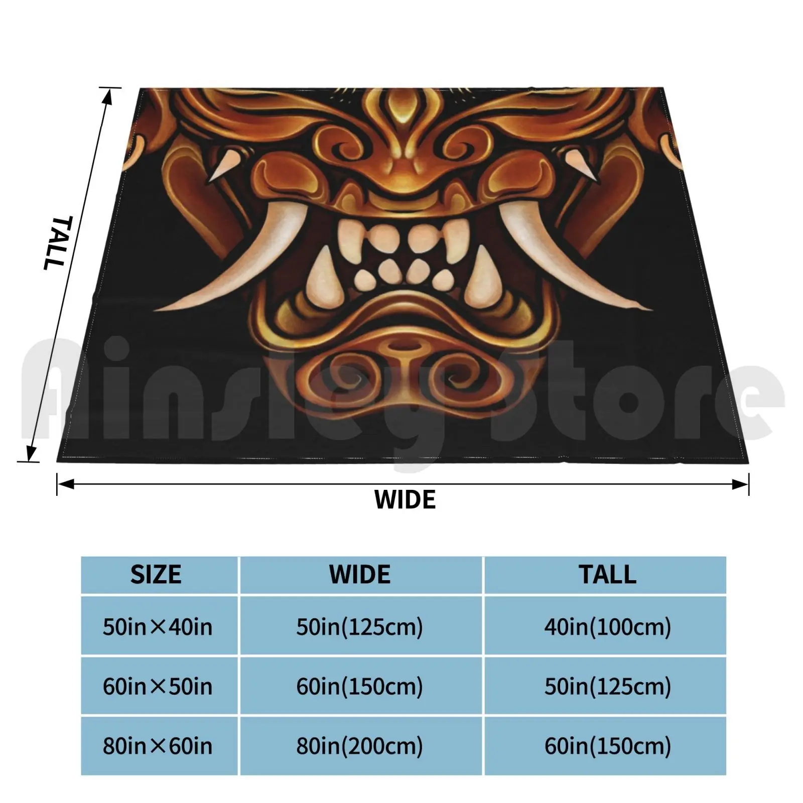 Rage Of The Oni-Japanese Yokai Blanket Fashion Custom Monomano Yokai Oni Hannya Japanese Noh Theater