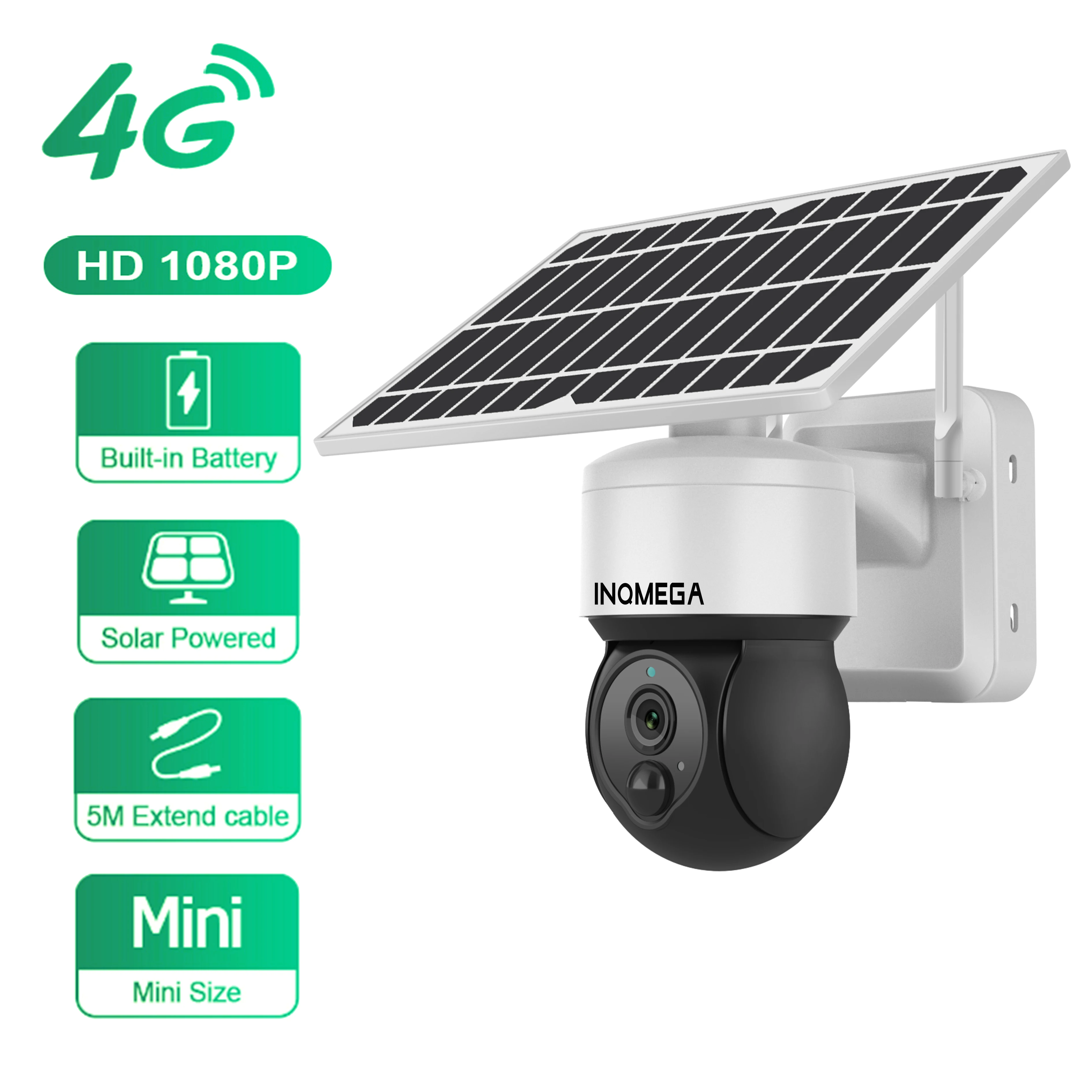 

INQMEGA solar camera built-in battery pack 4G/WIFI security protection mobile tracking detection video surveillance CCTV