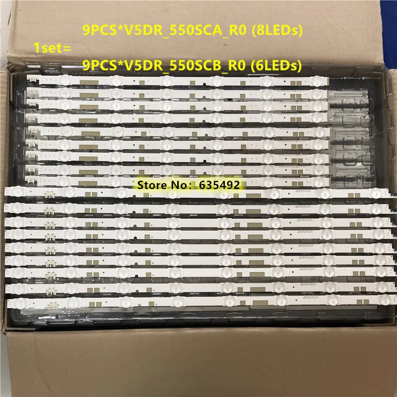 18PCS LED Strip V5DR_550SCA_R0 V5DR_550SCB_R0  BN96-38481A BN96-38482A UE55JU6800 UE55JU6850 UE55JU6872 UE55JU6875 UE55JU7200