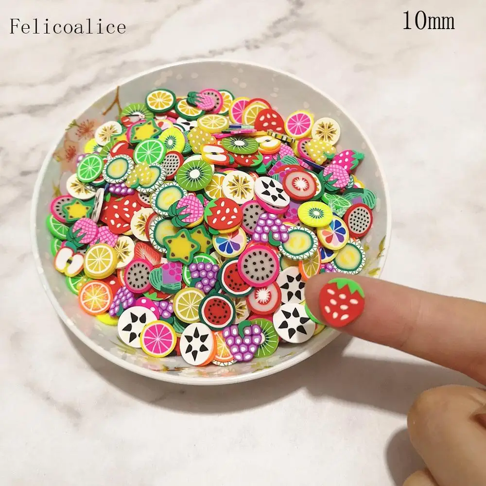 500g 10mm Soft Polymer Clay Fruit Slice Sprinkles for Slime Shaker Card Slime filling Fake Cake Dessert Food Particles