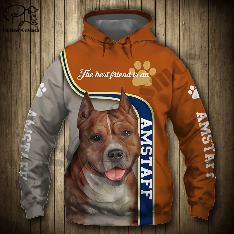 

PLstar Cosmos 3Dprinted Amstaff Newest Love Dog Pet Funny Harajuku Streetwear Unique Unisex Casual Hoodies/Sweatshirt/Zip A-3