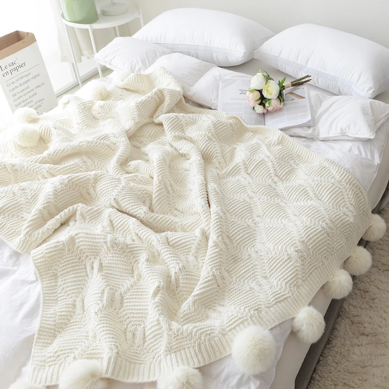 

Sofa Bedding Blanket Warm Home Knitted Blanket Soft Bedspread Air-condition Sofa Blankets For Beds Modern Room Home Decorations