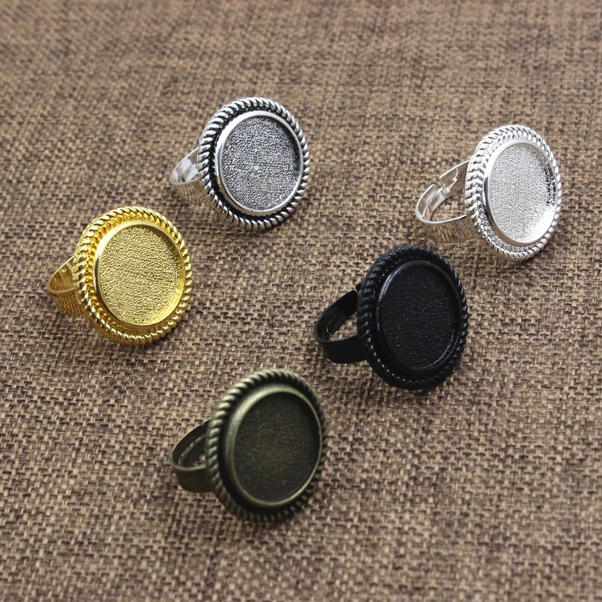 Onebeading Fit 16mm Okrągłe kaboszony pierścieniowe Pusta ramka Pusta taca Regulacja podstawy Do majsterkowania Akcesoria Prezent 10szt K05107 — zdjęcie 4