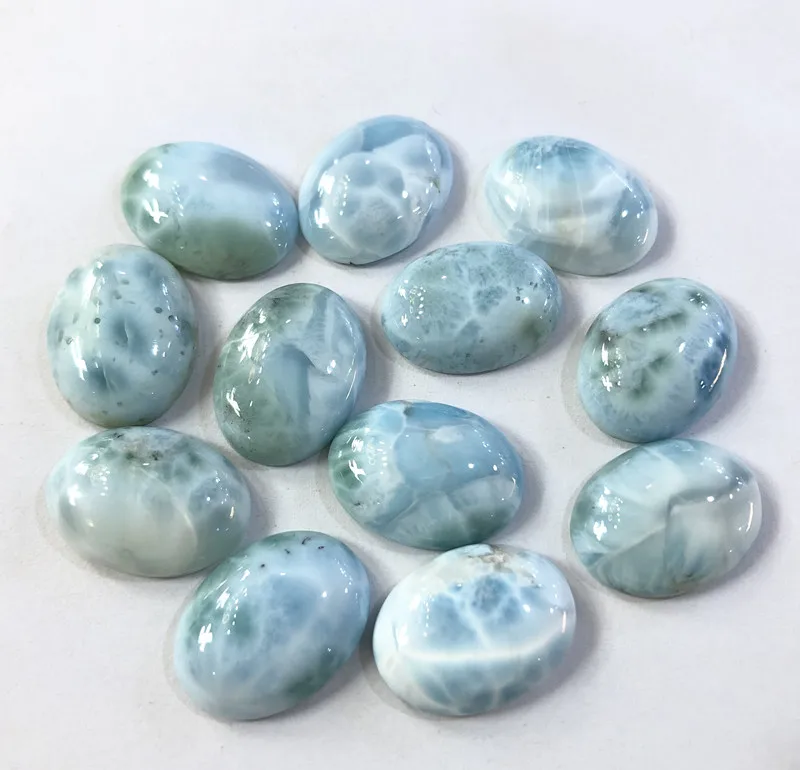 Genuine Dominican Larimar Stone Cabochon 1pc 15x20mm Oval Shape Gemstones Bead For Jewelry Making Ring face