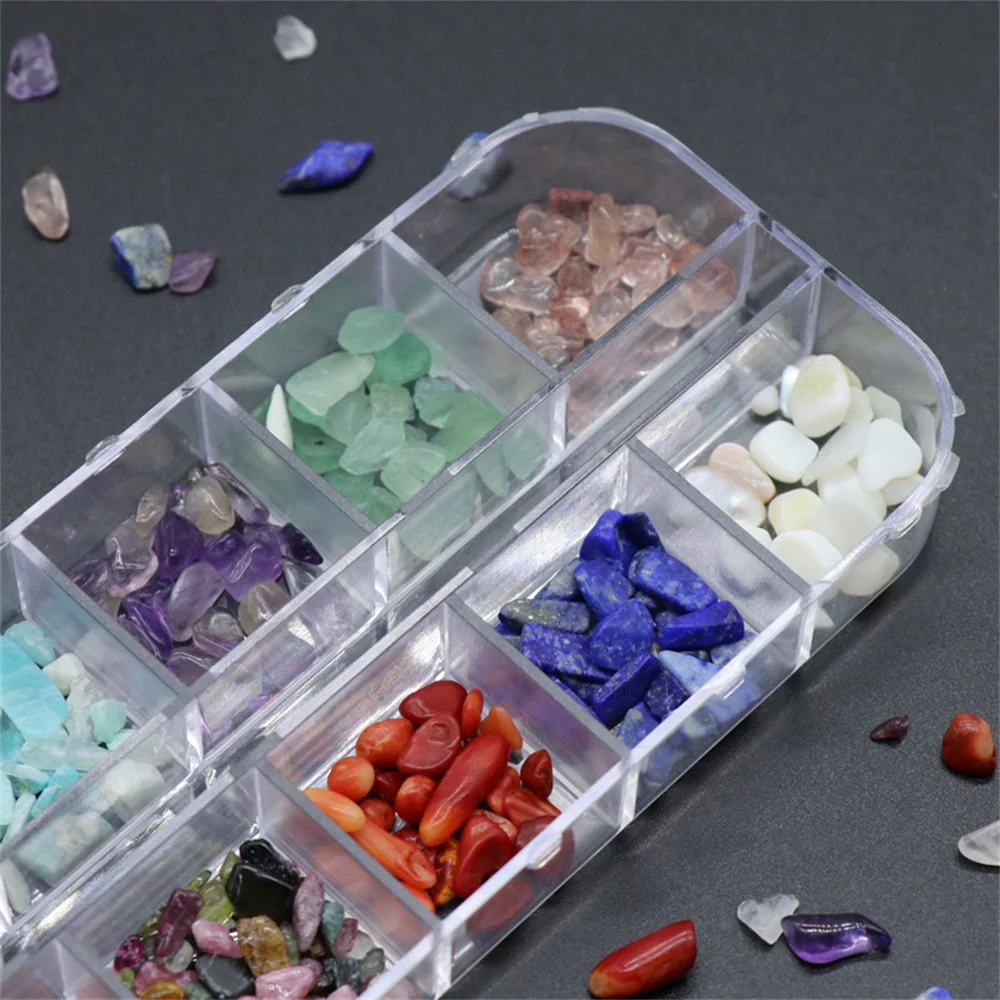 12Color/Set Irregular Natural Nail Crystal Stone Sequins Charm Agate Gem Gravel DIY Nail Decoration