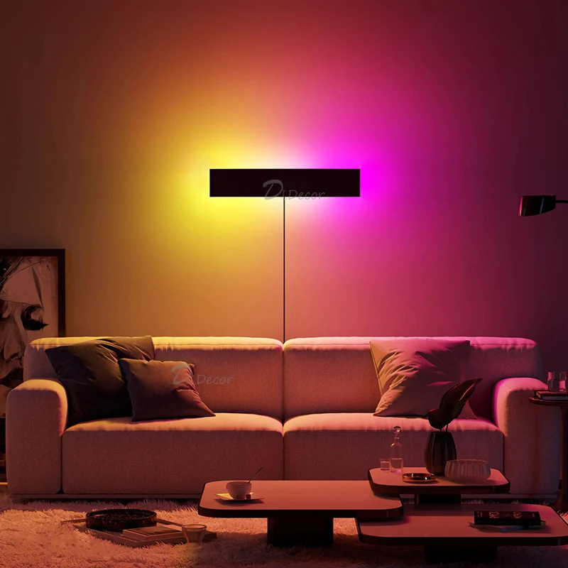 Modern RGB LED Wall Lamp Indoor Lighting for Living Room Home Decor Colorful Wall Light Bedroom Dining Room Remote Control Lamp