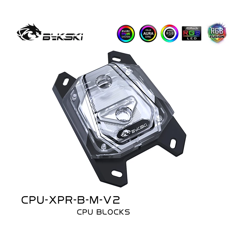 Bykski CPU-XPR-B-M-V2 PC Water Cooling CPU Cooler โปรเซสเซอร์น้ำสำหรับ AMD Ryzen3/5/7 X470 RGB Micro ช่องอะคริลิค5V RGB