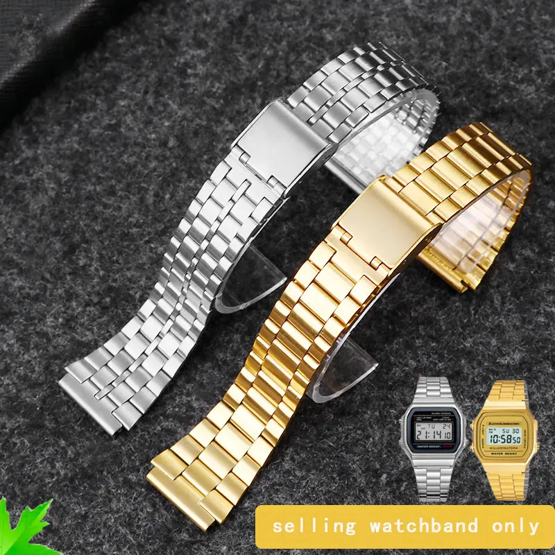 Fine steel watchband for CASIO steel wristband a158 / a159 / A168 /a169 /b650 /aq230/ 700 small gold watch series 18mm Wristband